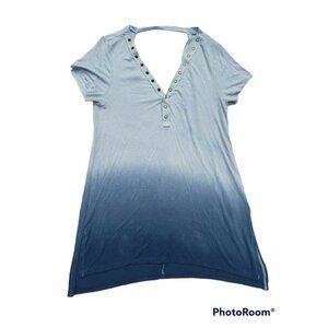 AEROPOSTALE Soft & Sexy Tshirt Blue Ombre Vneck Small Knit Side Slits V Back